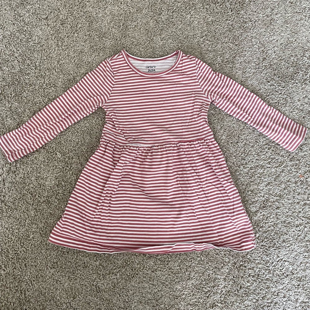Carters 2T maroon and white striped toddler girls’ dress